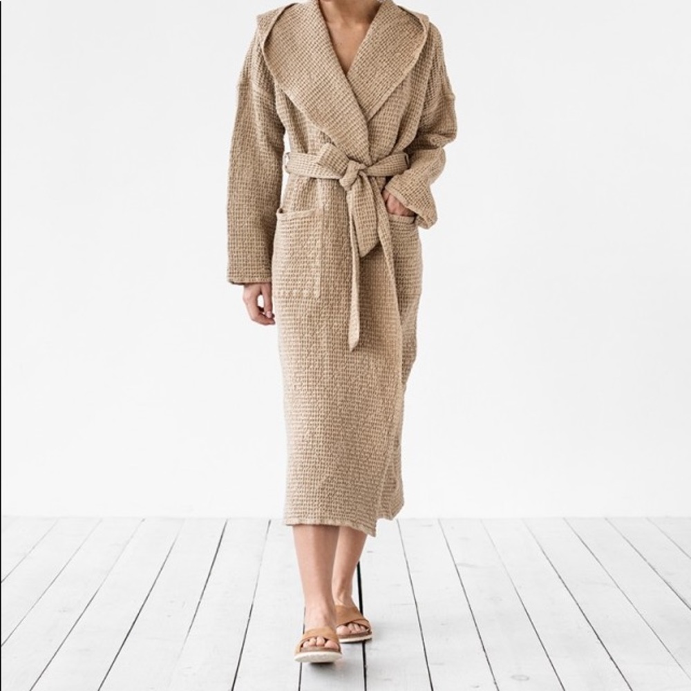 Linen waffle bathrobe - BRAND NEW in packaging